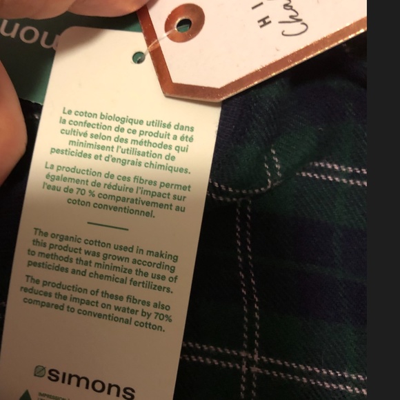 Green and navy blue tartan organic cotton lounge check shirt NWT - Picture 6 of 9